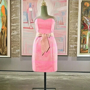 Elegant Holiday Chic Pink 12 Strapless Soft Stretch Formal Events Dress